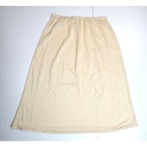 VINTAGE WOMEN'S BEIGE SLIP SKIRT HALF SLIP - NANCY KING LINGERIE - SIZE L